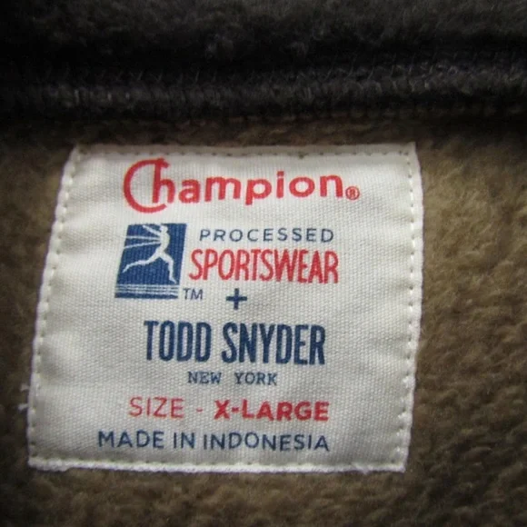 Champion+Todd Snyder Fleece Hoodie Size XL Brown/Orange Half Zip Pullover - Picture 2 of 8